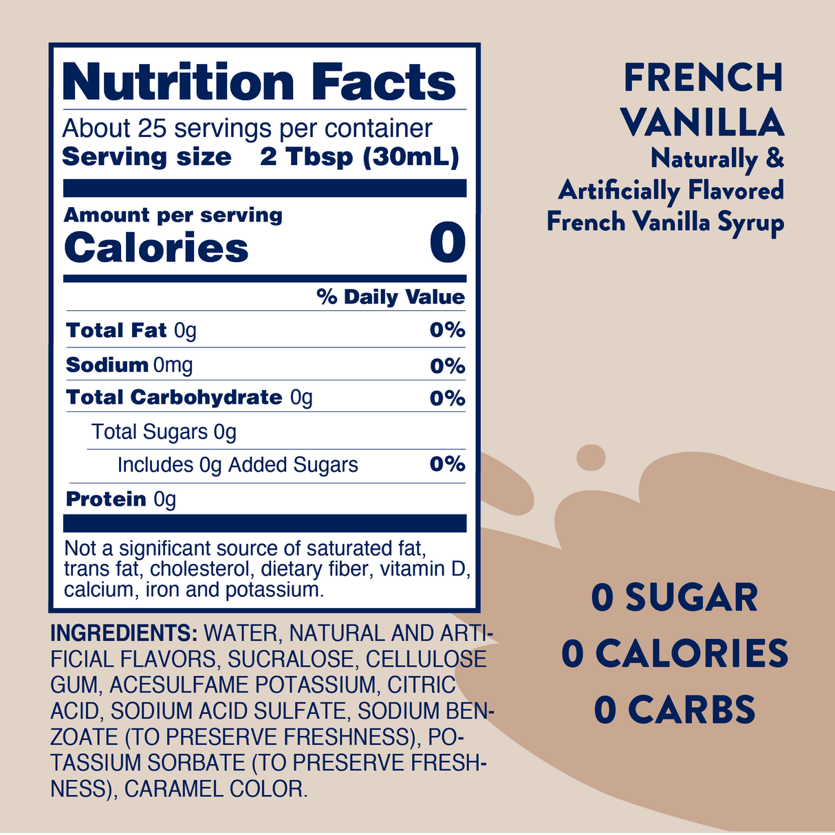 Sugar Free French Vanilla Syrup