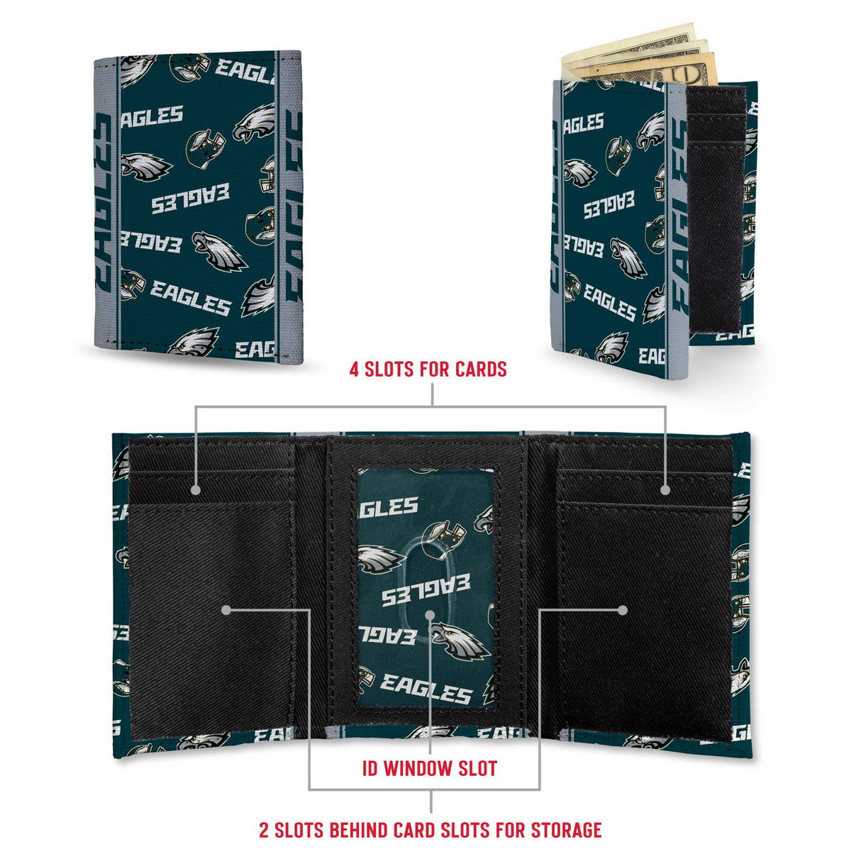 NFL Football Philadelphia Eagles Canvas Trifold Wallet