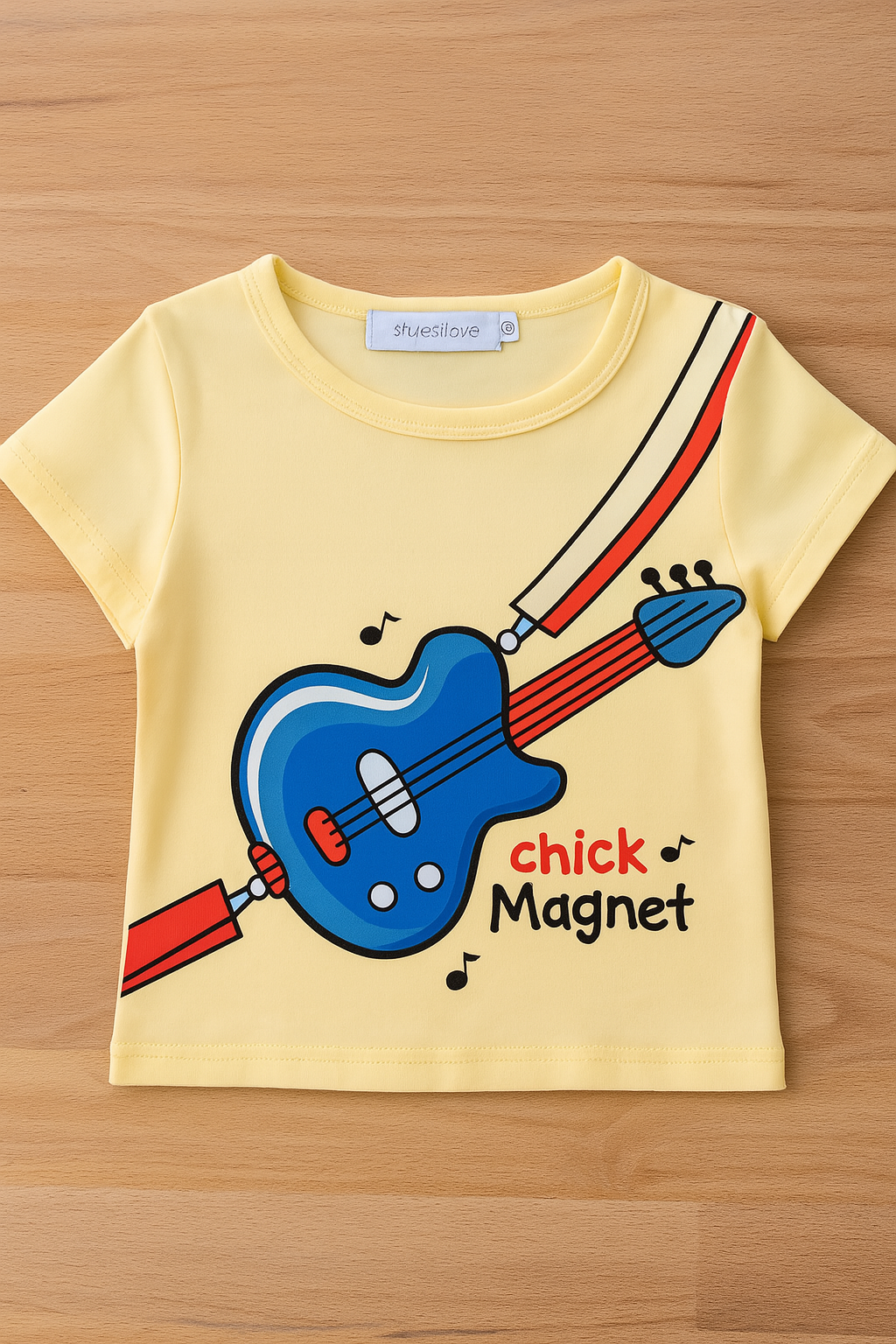 Yellow Guitar Graphic Boy T-Shirt