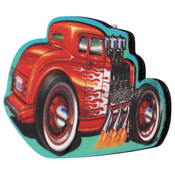 Orange Hot Rod Embossed Tin Magnet