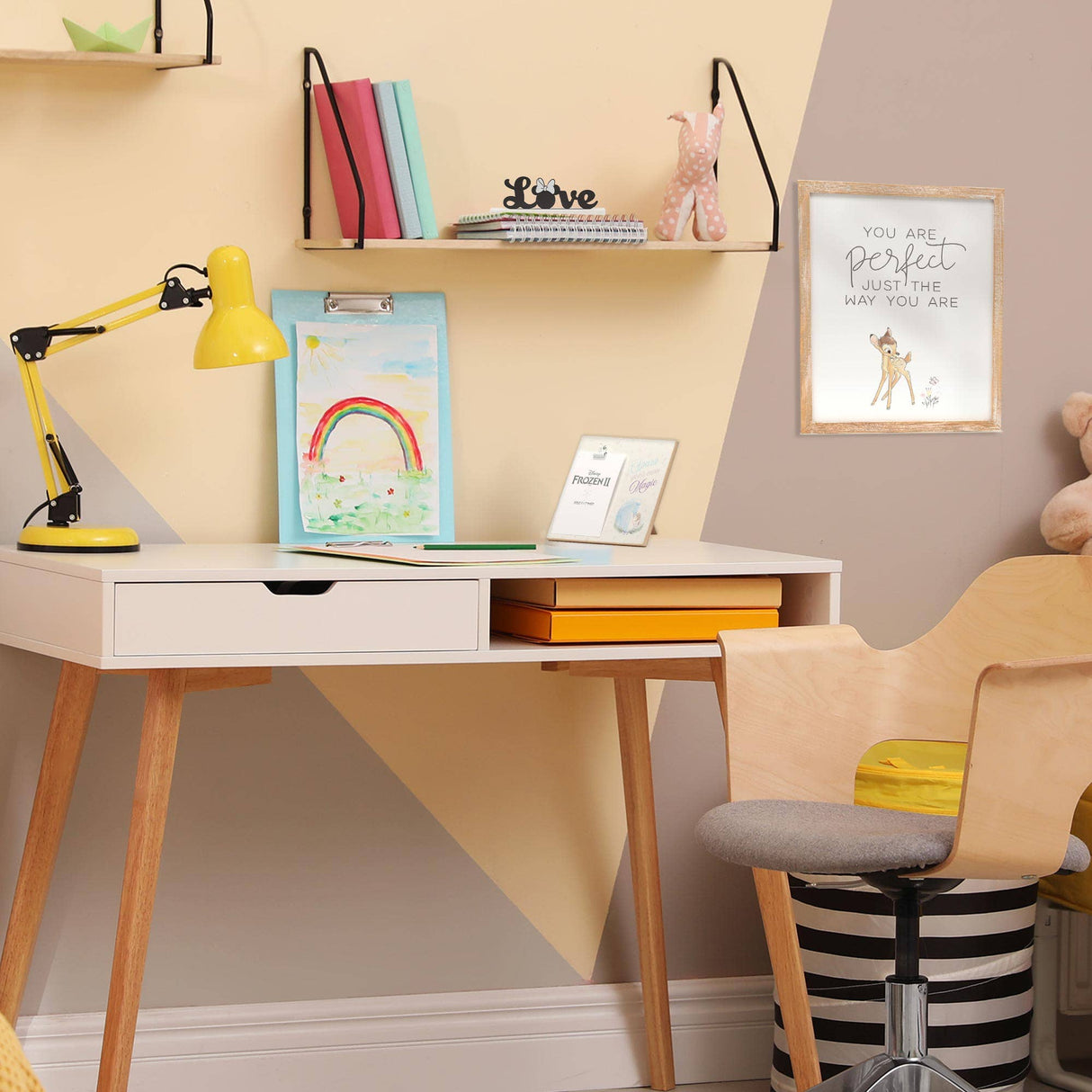 Love Minnie Mouse Metal Decor With Wood Base