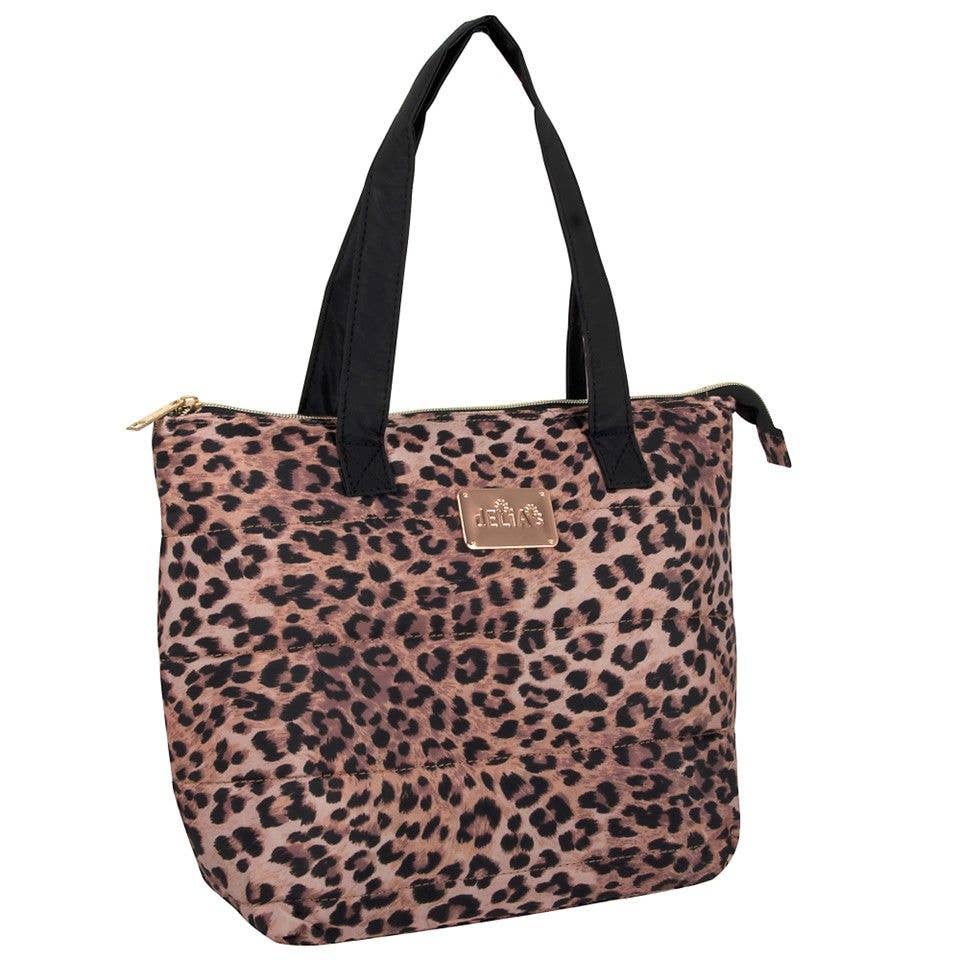 13" DELIA'S LEOPARD PRINT LUNCH TOTE HANDBAG