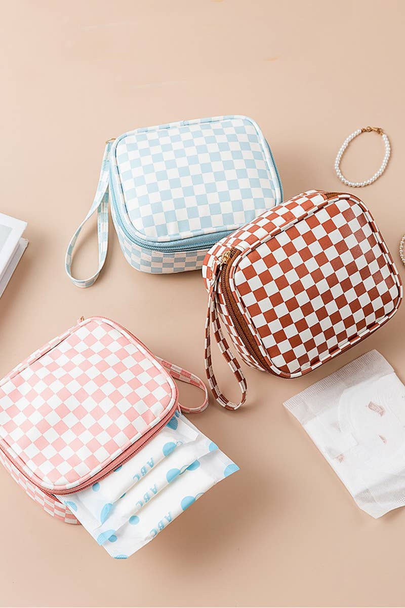 Cosmetic Makeup Travel Case Checkered
