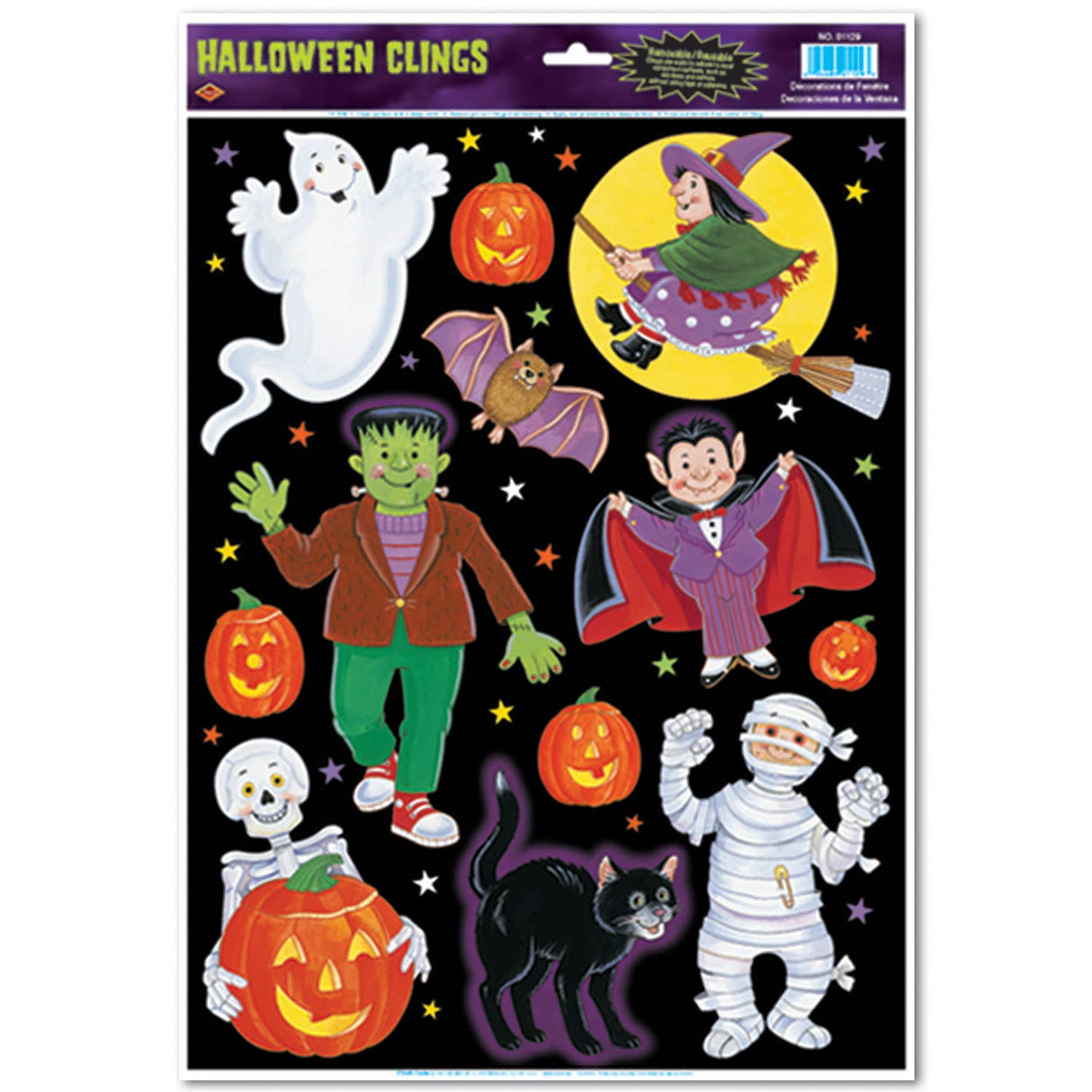 Halloween Character Clings, 12" x 17" Sheet of Designs