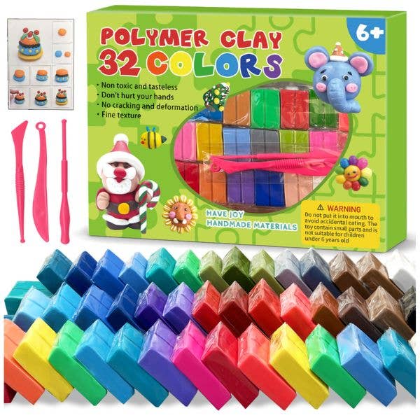 Polymer Clay - #32.Green - 32 Colors - Non Toxic - Fine Text