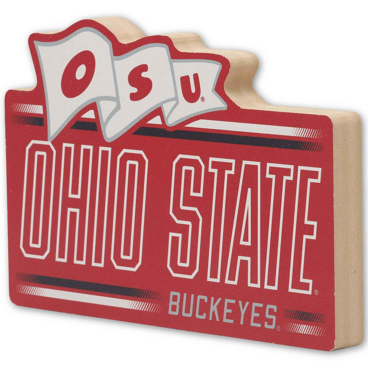 The Ohio State University Buckeyes Banner Chunky Wood Decor