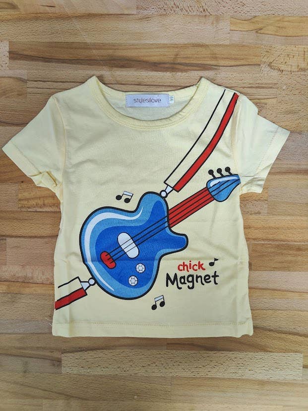 Yellow Guitar Graphic Boy T-Shirt