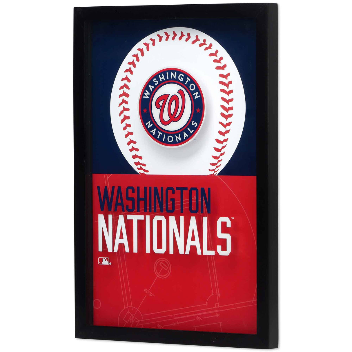 Washington Nationals Logo Baseball & Diamond Glass Sign
