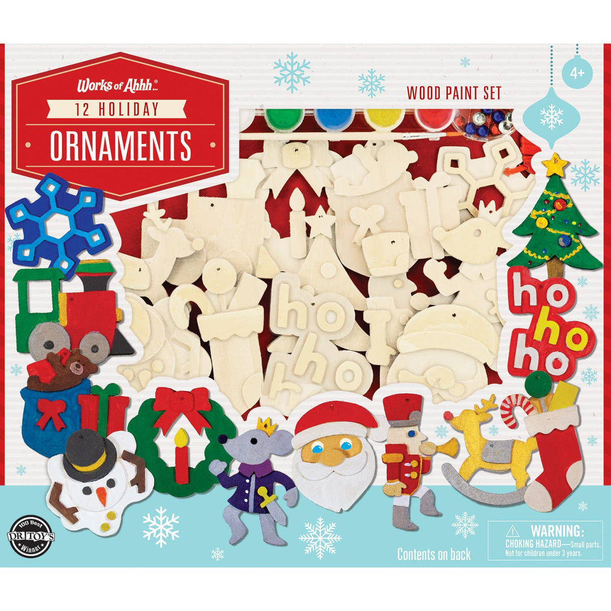 12 Holiday Ornaments Wood Paint Set