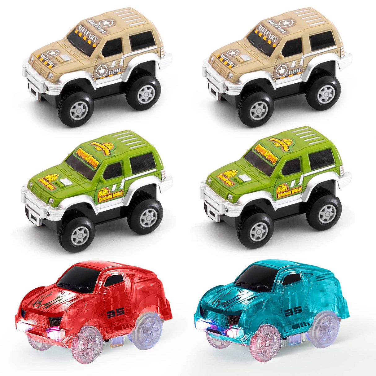 6 Piece Battery Power Toy Race Car Truck Jeep Collection Set