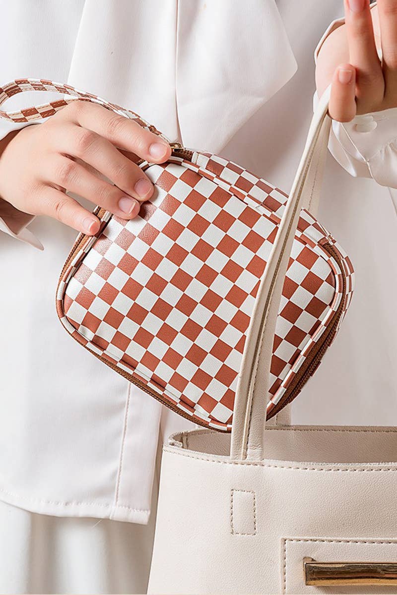 Cosmetic Makeup Travel Case Checkered