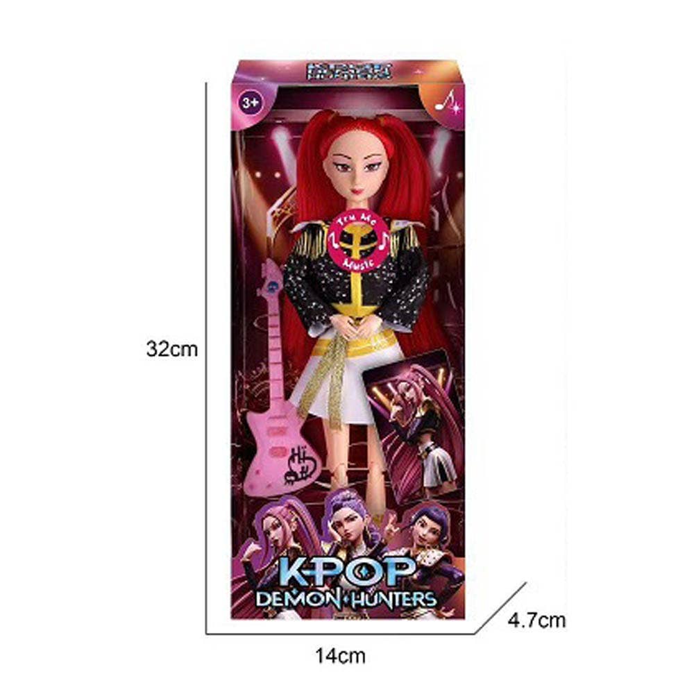 Light Up Kpop Demon Hunters Character Figure Doll with Guitar