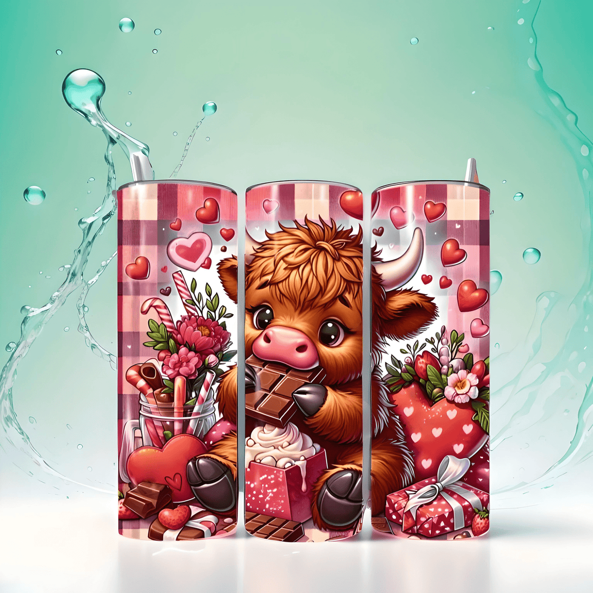 Highland Cow Valentine's Day Tumbler Wrap – Funny Cow Design