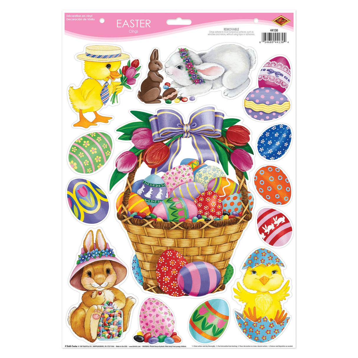 Easter Basket & Friends Clings, 12"x17" sheet