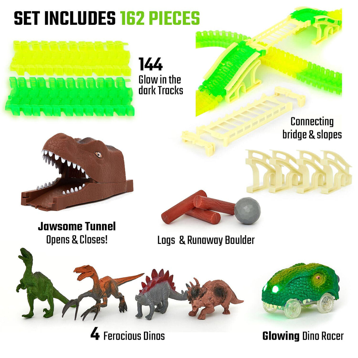 Dinosaur Race Escape Track Playset Toy Gift For Kids, Boys, Girls