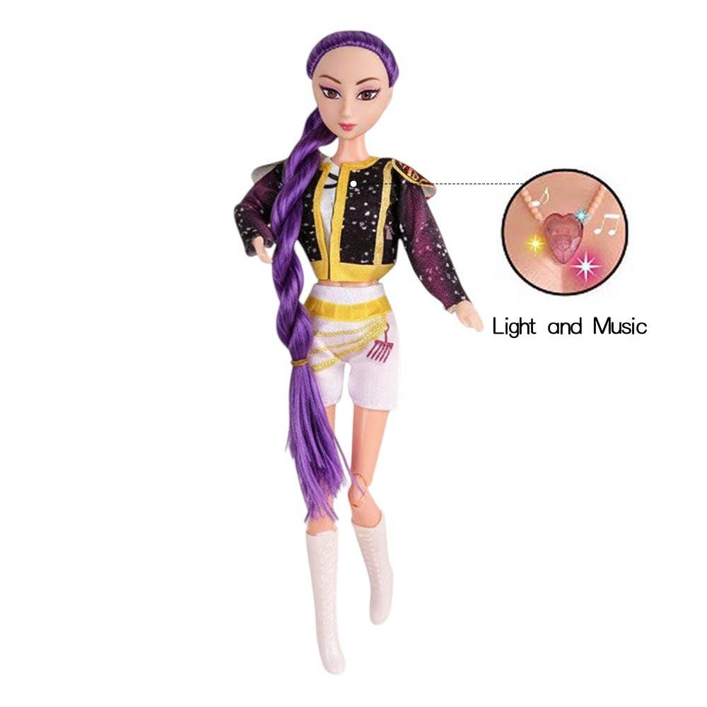 Light Up Kpop Demon Hunters Character Figure Doll with Guitar