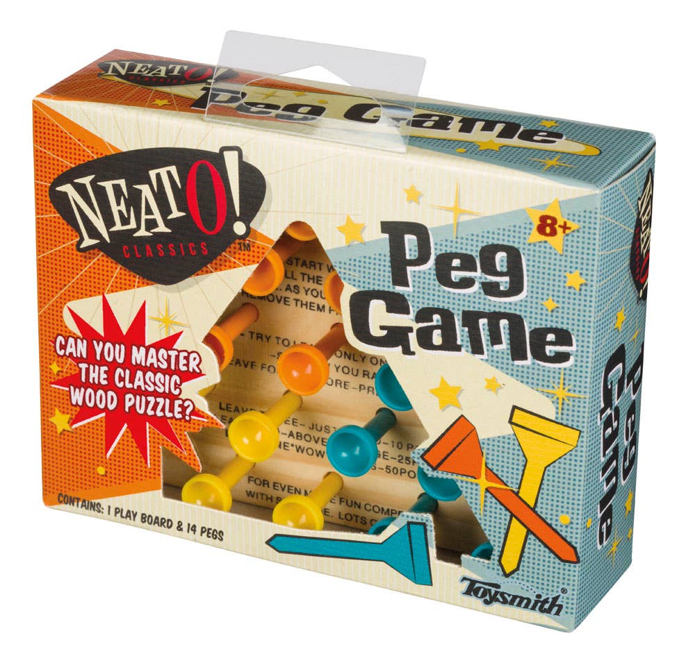 Neato! Classic Wooden Peg Game, Travel Size- Retro Classic