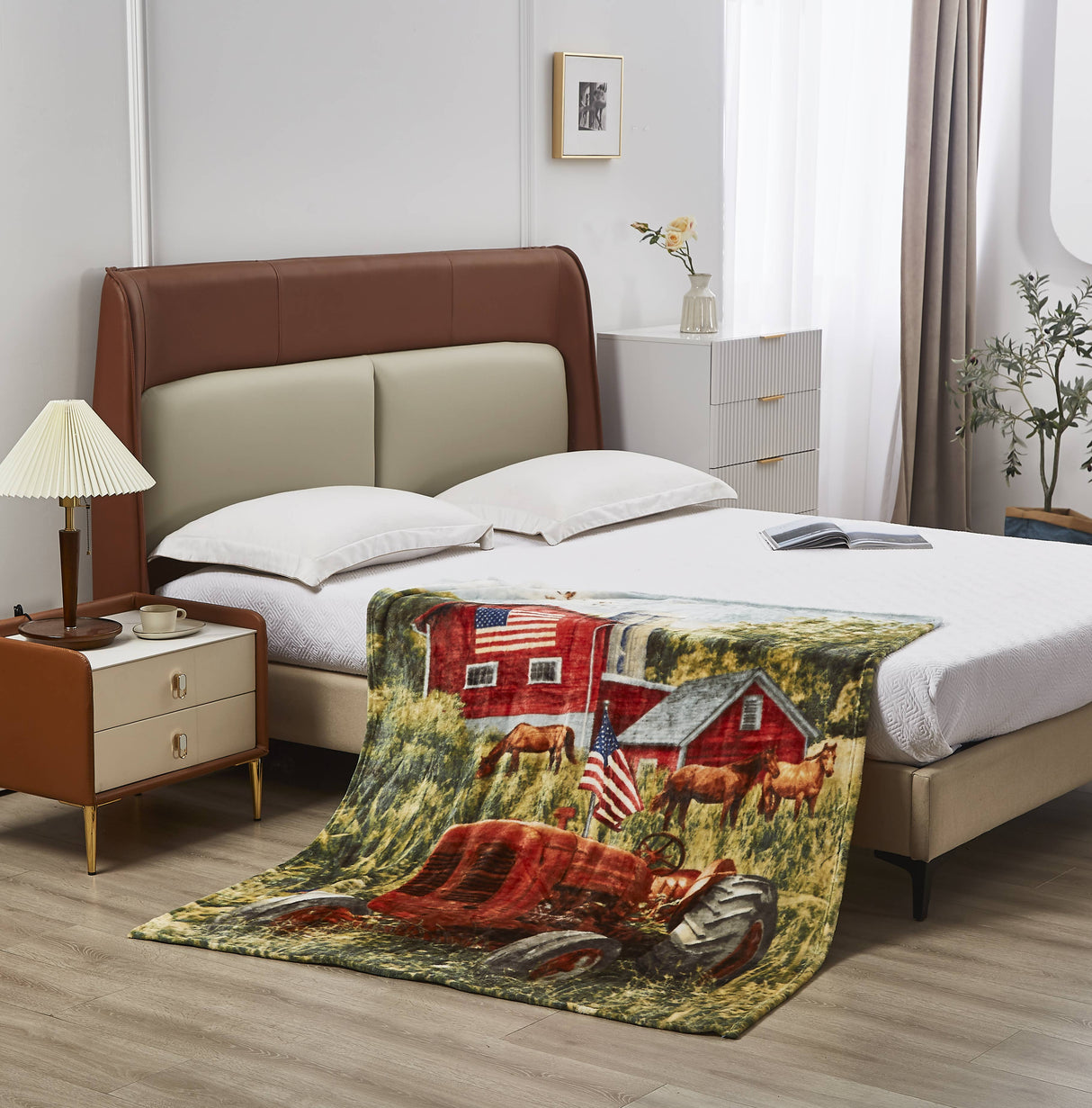 "Patriotic Tractor" 1-Ply Faux Fur Everyday Blanket