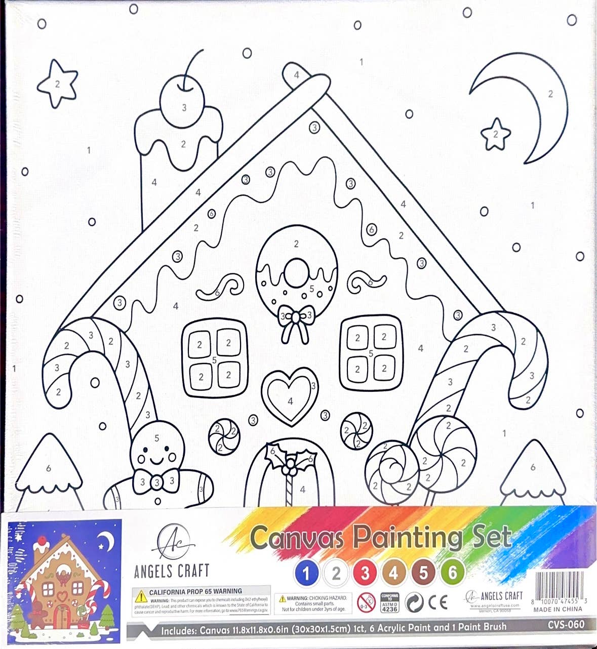 Canvas Paint Set, Gingerbread Design , 11.8 x 11.8 x 0.67in