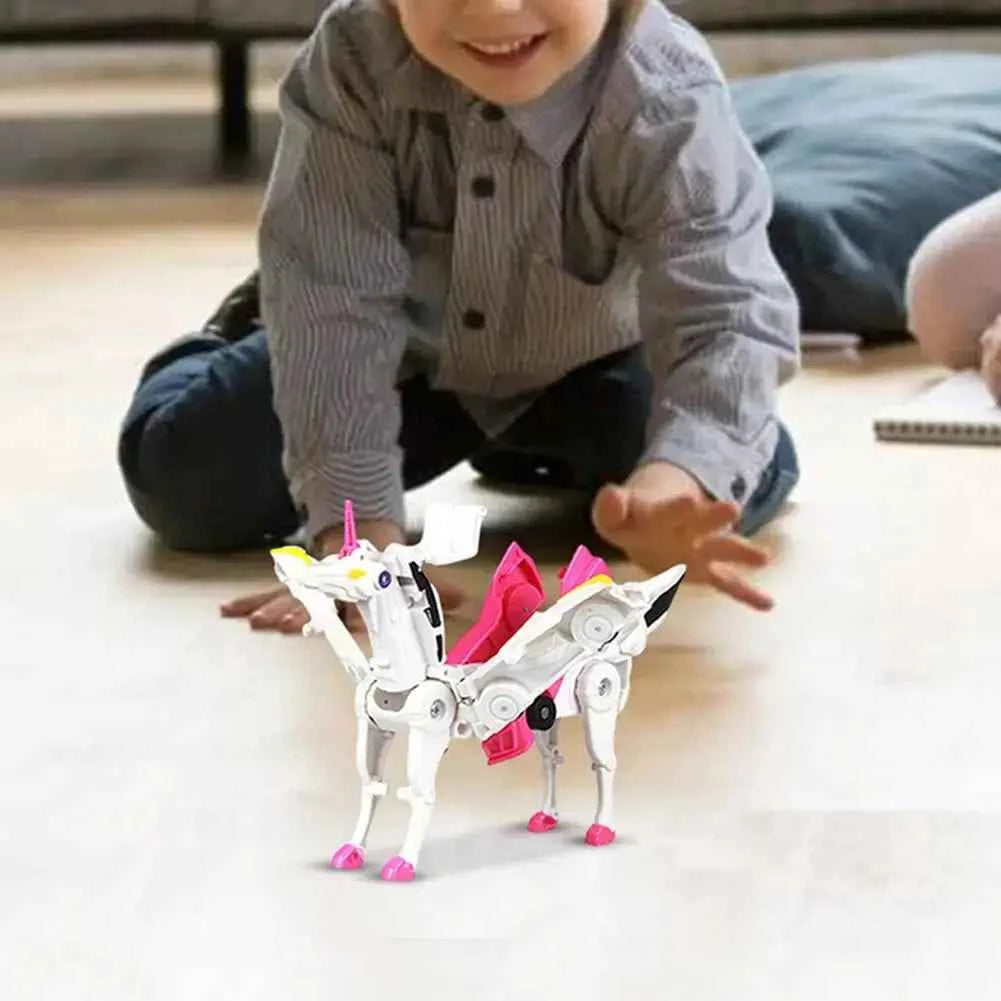 2-in-1 Unicorn Car Toy Transforming Robot Racer