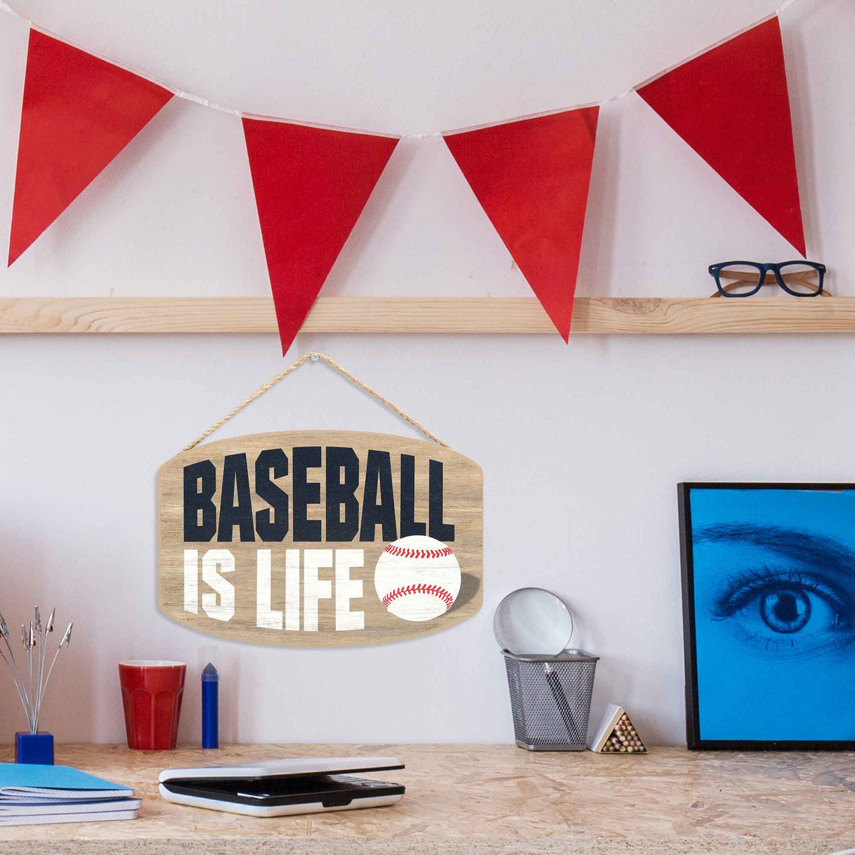 Baseball Is Life Hanging Wood Wall Decor