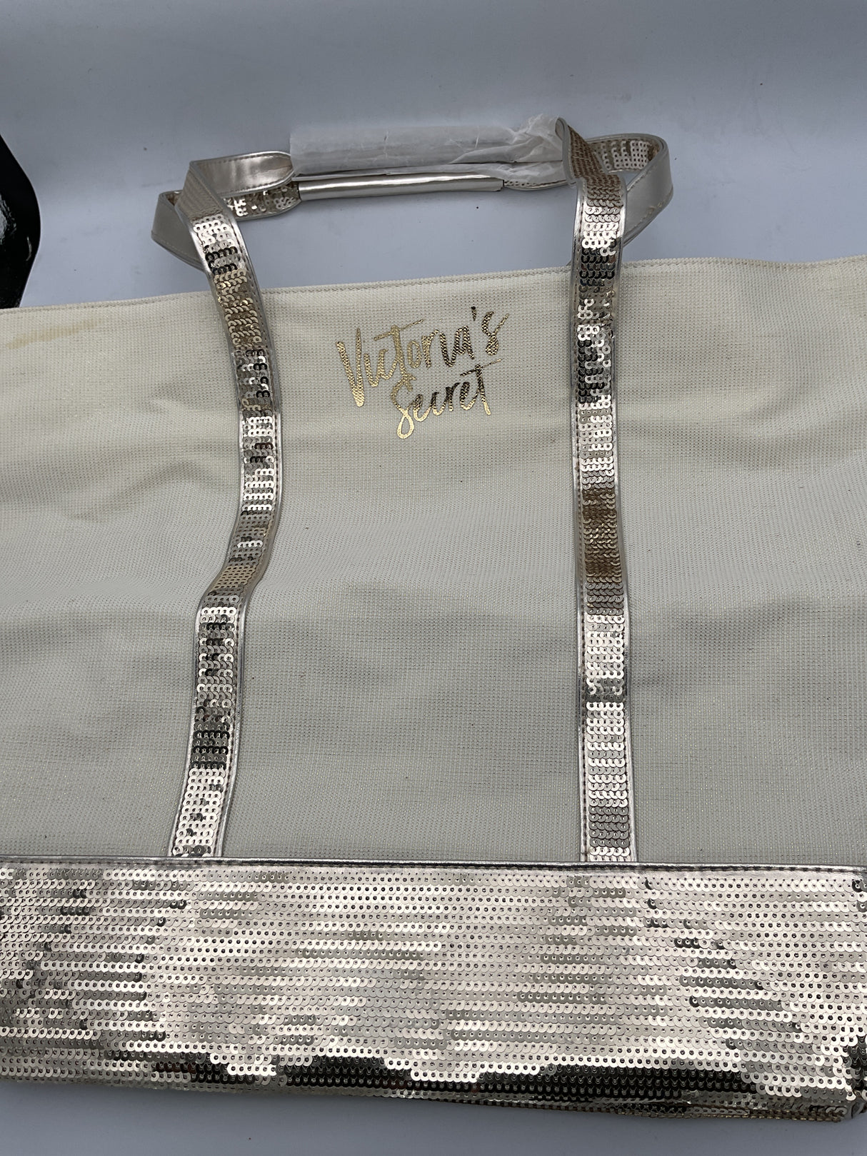 Victoria Secret PINK Tote White w/Gold Straps