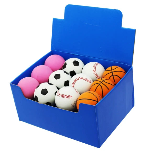 Rubber Bouncy Balls (Baseball, Basketball, Soccer & Pink)