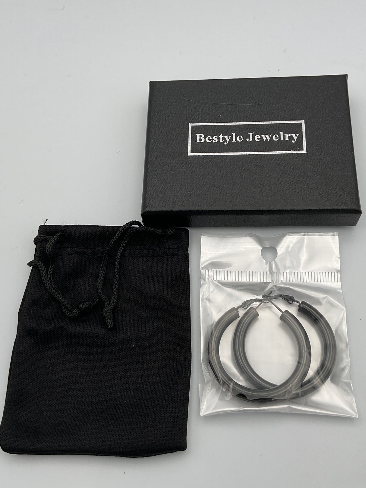 Bestyle 40mm Medium Ladies Black Hoop Earrings