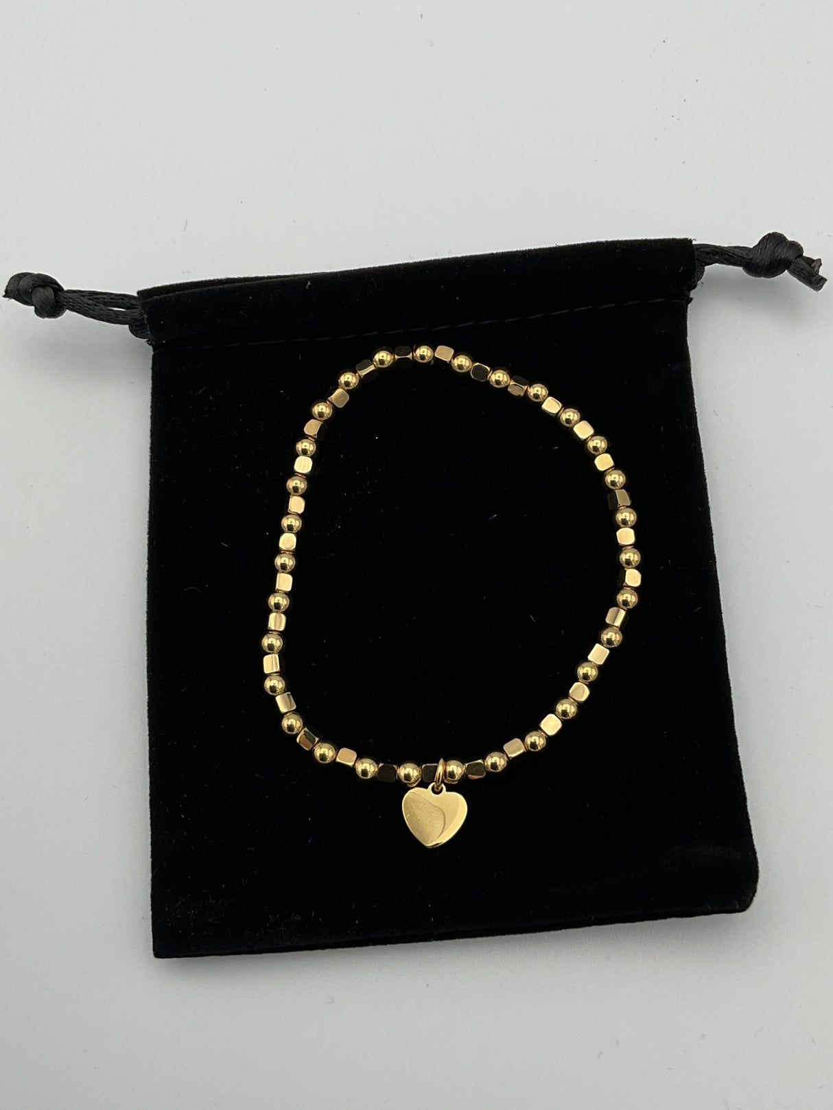 Ladies Gold Beaded Bracelet with Heart by Siumal