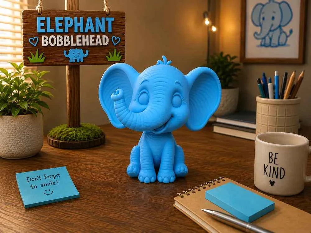 Elephant Bobblehead 3D printed