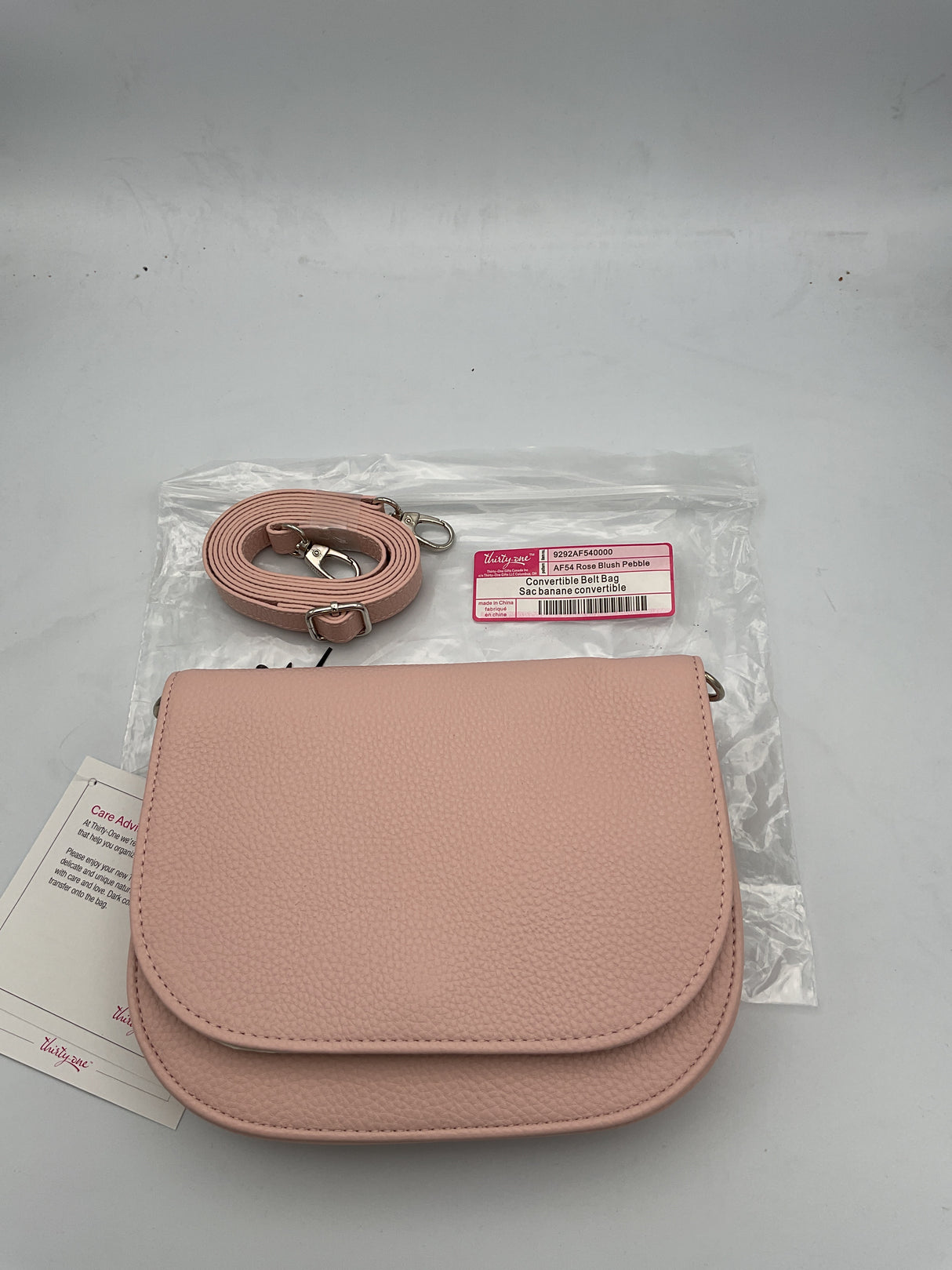 Thirty-One Convertible Belt Bag (Rose Blush Pebble)