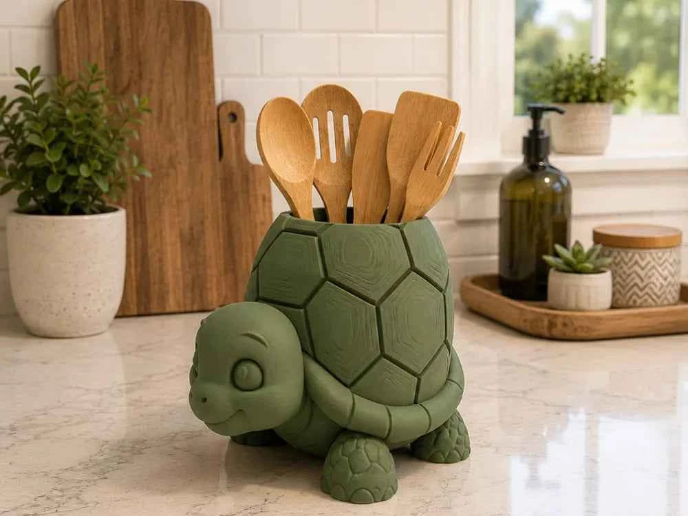 Turtle Kitchen Utensil Holder 3D Printed
