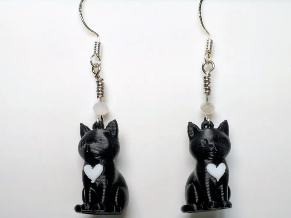 Tuxedo Cat Earrings 3D printed