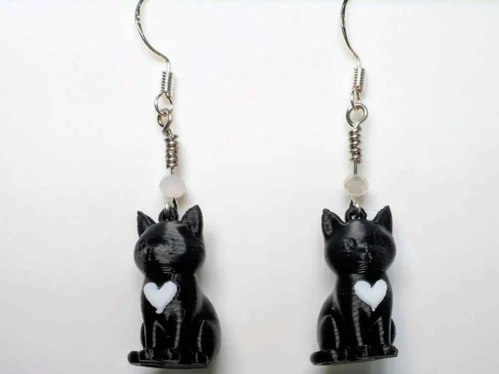 Tuxedo Cat Earrings 3D printed