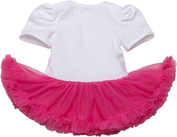 Fuchsia-White Flower Cone Romper Tutu Dress & Headband
