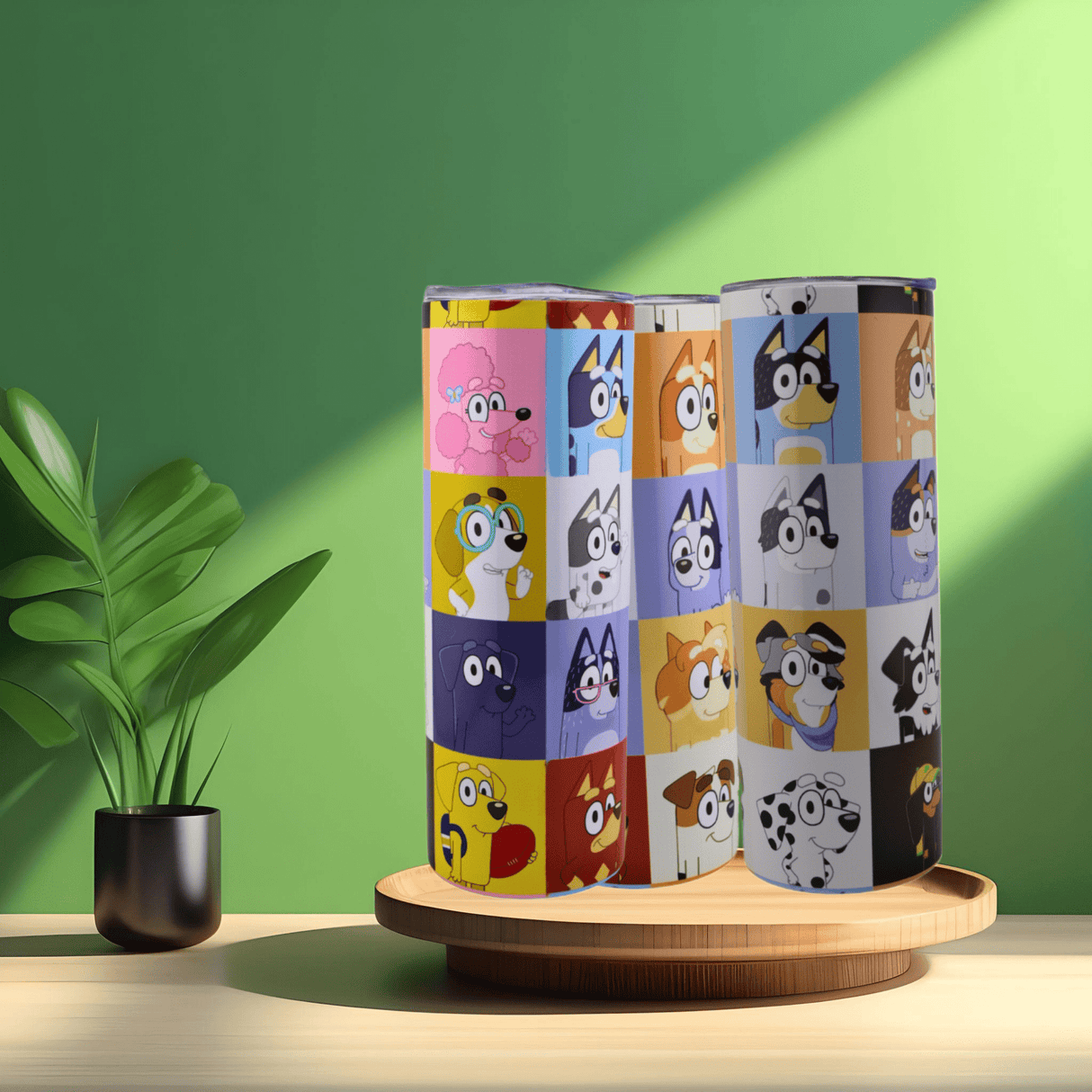 Bluey Tumbler – Family Fun Pup Collage 20oz Tumbler with Straw