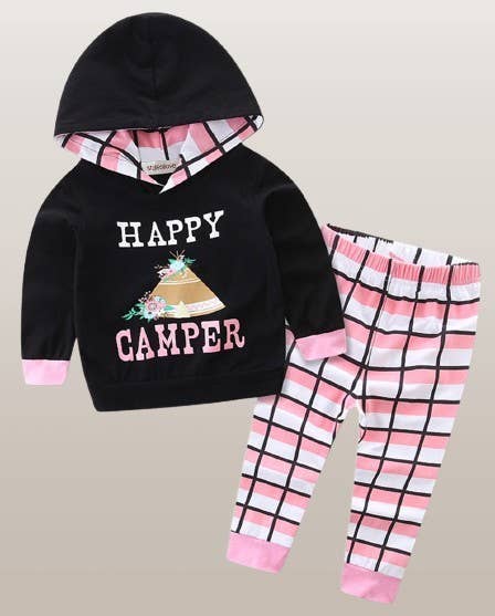 Happy Camper Little Girl Hoodie and Pants