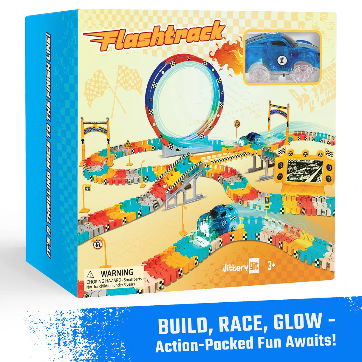 FlashTrack Glow in the Dark Racing & Building Track Set