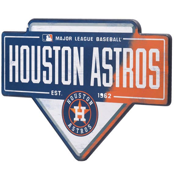 Houston Astros Baseball Home Plate Wood Wall Decor