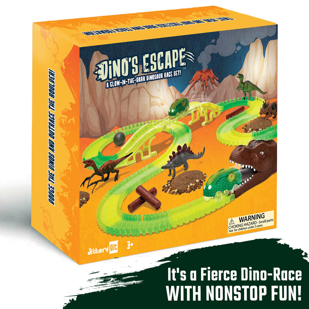 Dinosaur Race Escape Track Playset Toy Gift For Kids, Boys, Girls