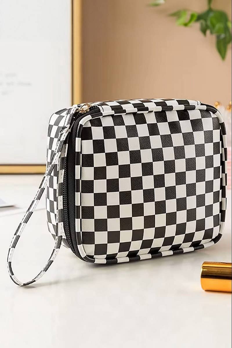 Cosmetic Makeup Travel Case Checkered