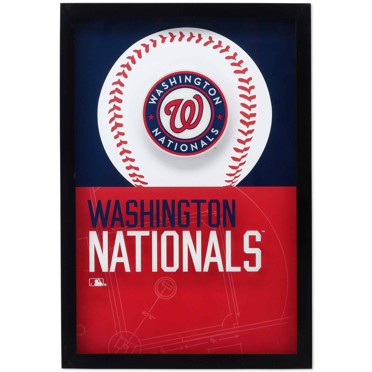 Washington Nationals Logo Baseball & Diamond Glass Sign