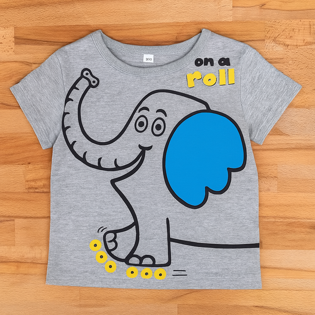 Grey Elephant Graphic Boy T-Shirt