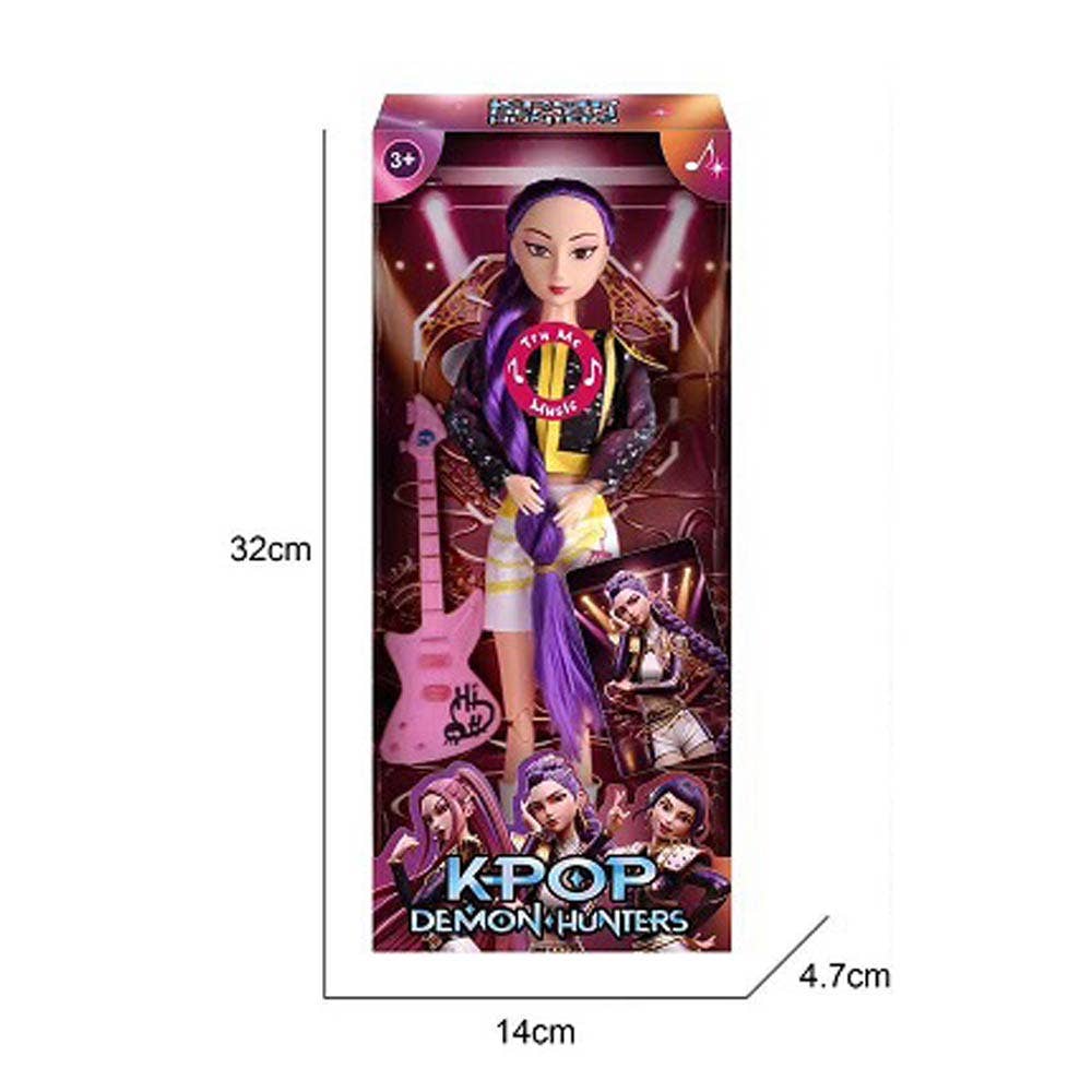 Light Up Kpop Demon Hunters Character Figure Doll with Guitar