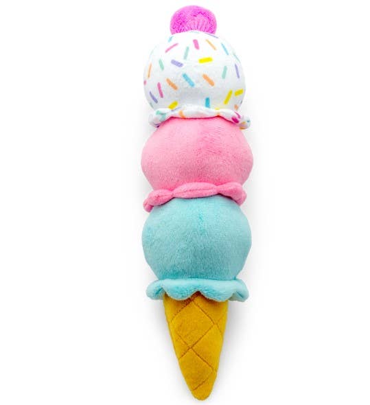 Pet Birthday 3-Scoop Ice Cream Cone Plush Dog Toy 12"