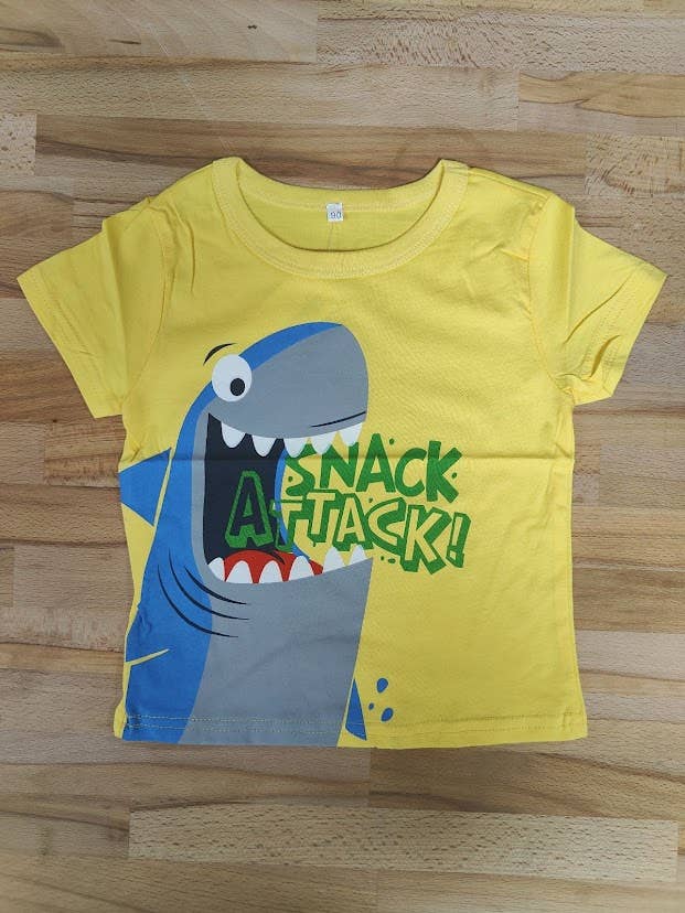 Yellow Shark Graphic Boy T-Shirt