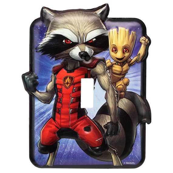 Rocket & Groot Metal Switch Plate