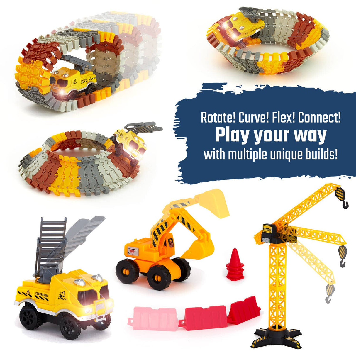 Construction Toy Track Car Set - STEM Glow in the Dark Toys