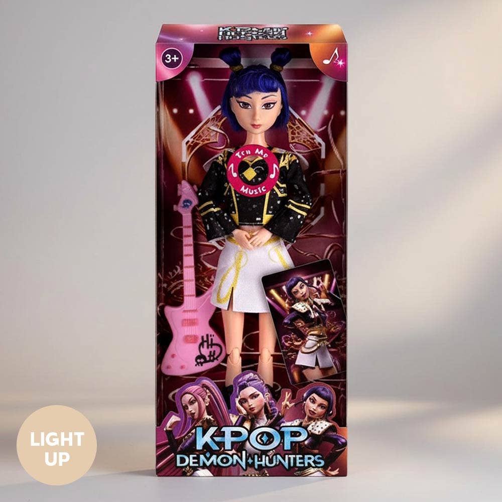 Light Up Kpop Demon Hunters Character Figure Doll with Guitar