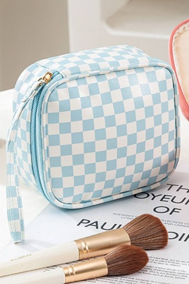 Cosmetic Makeup Travel Case Checkered